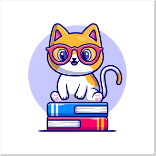 cute studying cat Posters and Art